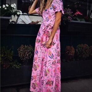 💞Floral Paisley Pink Maxi Dress